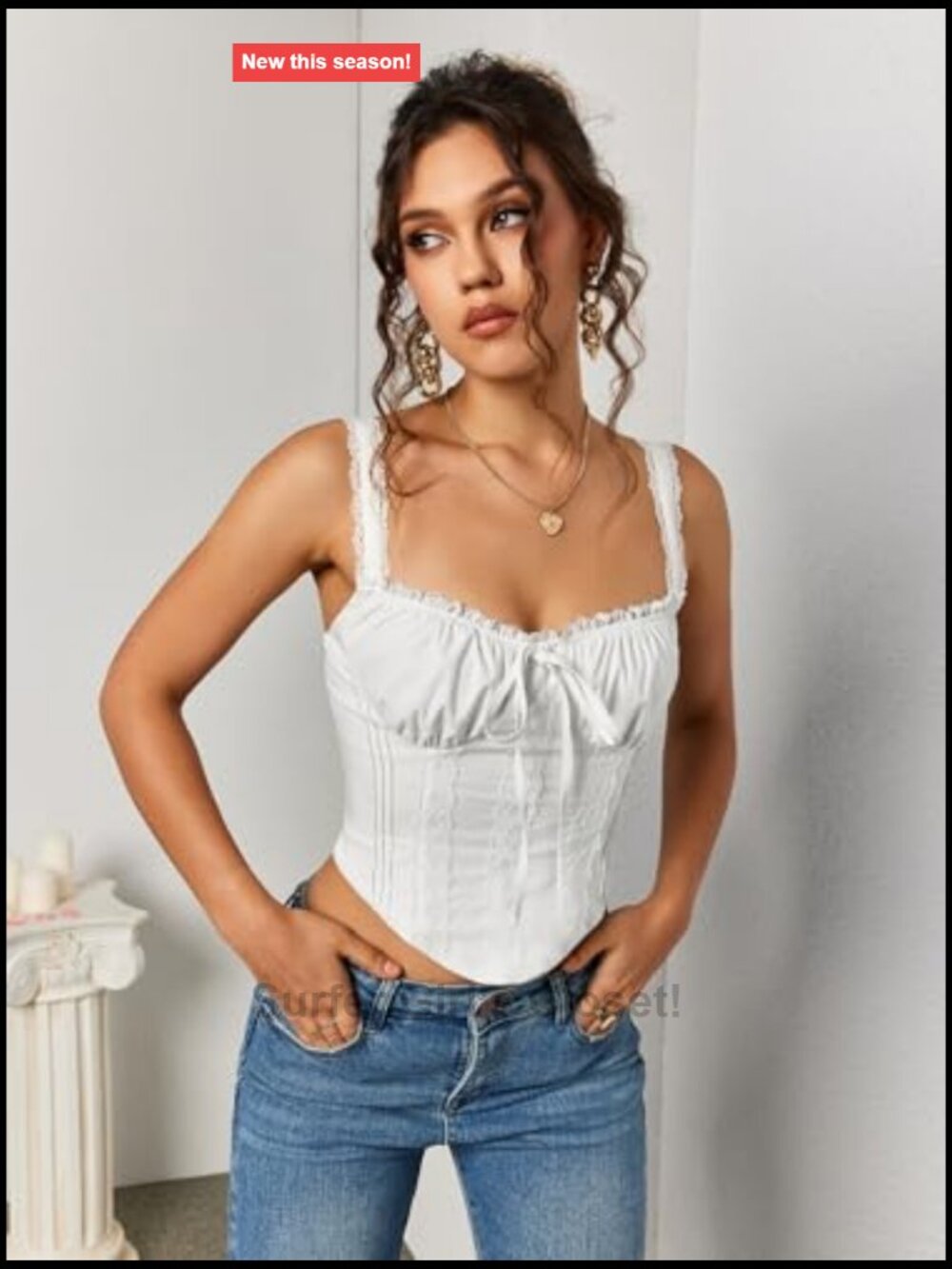 Lace Corset Crop Top Square Neck Tie Backless Y2K Going Out Bustier Tank - Picture 6 of 6
